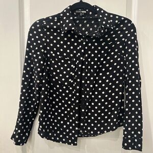 Fashion Nova Black and White Polka Dot Button Down Shirt